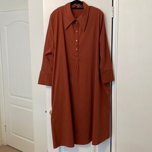 Stylish, high fashion red midi dress is perfect for looking sharp in all seasons